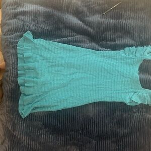 Anthropologie Teal Ruffled Dress